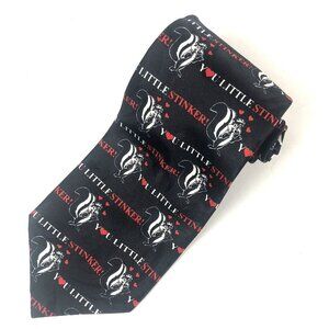 Vintage 1996 Looney Tunes Mania Pepe Le Pew Tie Black Red "You Little Stinker!"